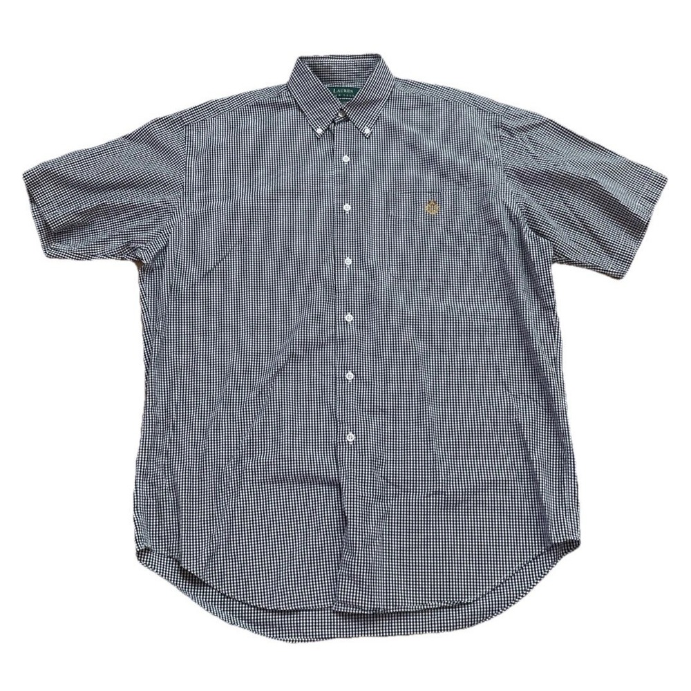 Lauren‎ Ralph Lauren Button Up Shirt Men's M Black/White Check  Short Sleeve